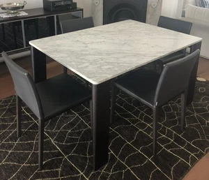 Dining Table -white marble top-keel dark oak legs - King Furniture FORMER KE 14 - Picture 1 of 3