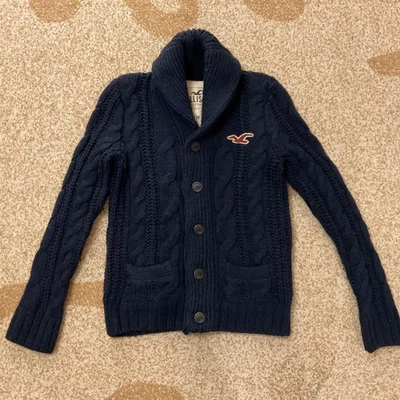 Cárdigan Hollister Para Hombres Borgoña Cuello Chal Mediano Grueso Algodón EE. UU. Foto 1 de 4