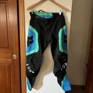 Fox Racing 180 MX Pants Size 32 Black Teal Blue Dirt Bike Motocross Gear - Bild 1 von 9
