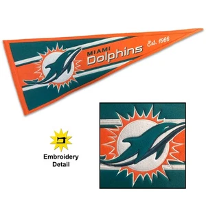 Miami Dolphins Embroidered and Wool Pennant - Picture 1 of 4