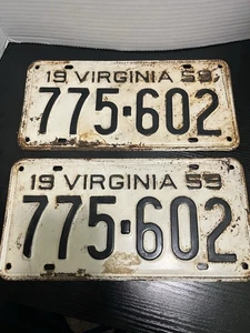 Par de placas de licencias Virginia 1959 vintage - Imagen 1 de 2
