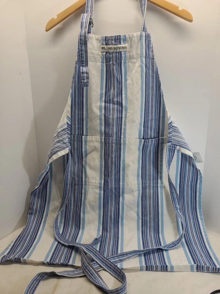 William-sonoma Cooking Appron Unisex Kitchen Apron  blue and white used - Image 1 of 4