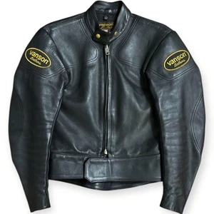 Chaqueta de cuero negra con cuello alto Vanson Hecha en EE. UU. talla 36 - Imagen 1 de 9