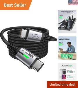 100W USB C Cable [6.6ft] Fast Charging for iPhone & MacBook, Nylon Braided - Picture 1 of 11