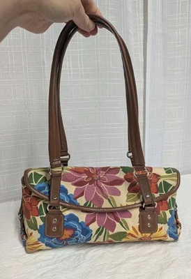 Relic by Fossil Cloth & Brown Leather Floral Print Two Strap Shoulder Bag - Image 1 of 4