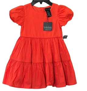 NEW Cynthia Rowley Girls Orange Puff Sleeve Tiered Dress Size 5 - Picture 1 of 8