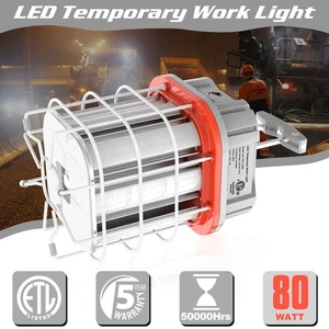 80W LED Construction Jobsite Temporary Work Light Linkable Hanging Lamp 5000K - Picture 1 of 12