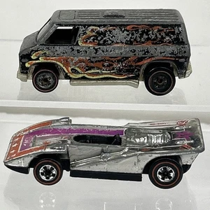 Vtg Hot Wheels Redline Steam Roller Chrome Chevrolet Super Van Flames Hong Kong - Picture 1 of 7