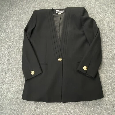 Blazer De Colección Años 90 Emily Daniell Mujer 10 Negro Lana Officecore Minimalista Retro Y2K Foto 1 de 4