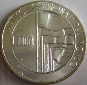 San Marino 1000 Lire 1986 Fußball-WM in Mexiko Silber BU - Bild 1 von 2