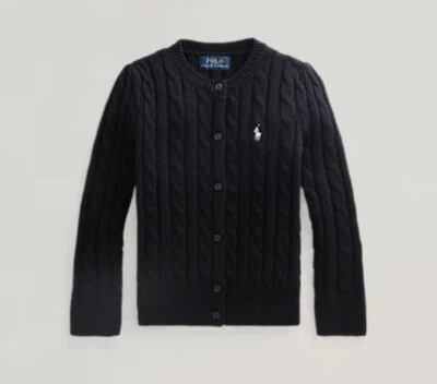 Cárdigan Ralph Lauren Niñas Metálico Tejido con Cable Negro Brillante - Talla 4T Foto 1 de 4
