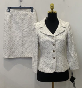 NWT Tahari Arthur S. Levine Women’s Beige Cream 2Pc Skirt Suit Size 2, MSRP $280 - Picture 1 of 8