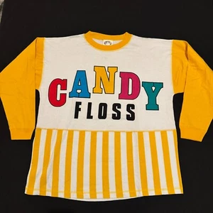 Vintage 80s Mens Candy Floss Cotton Candy Carnival Promo Shirt Size XL Stripped - Picture 1 of 10