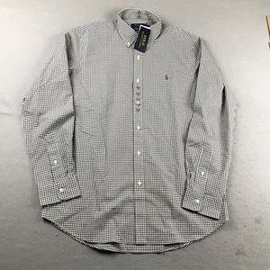 Polo Ralph Lauren Shirt Mens Medium Gray Plaid Classic Button Up Long Sleeve NWT - Picture 1 of 10