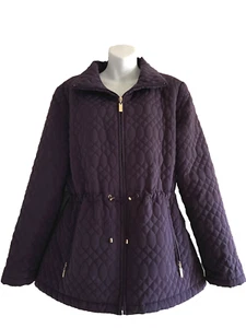 ELLEN TRACY PURPLE QUILTED JACKET ANORAK COAT SZ L ZIP CLOSURE - Picture 1 of 18