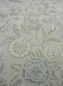 Thibaut/Anna French Curtain Fabric 'CLEO' 3.4 METRES SPA BLUE ON FLAX 100% Linen - Picture 1 of 8