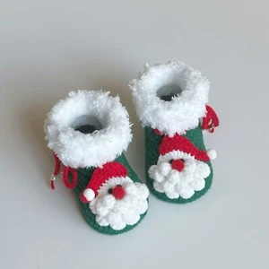Baby Crochet Knit Christmas Boots, 3-6M - Picture 1 of 5