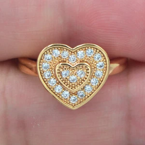 18K Yellow Gold Filled Women Clear Topaz Eternity Love Hearts Ring Jewelry - Picture 1 of 2