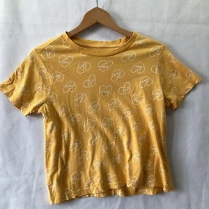 Primark Womens Dark Yellow Love Short Sleeve T Shirt Size S 10 - 12 Cotton - Picture 1 of 5