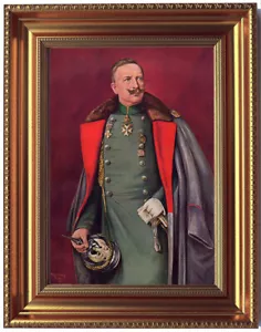 Kaiser-Wilhelm II. mit Pickelhaube. Gemäldekunstdruck. Rahmen goldfarbig - Bild 1 von 1