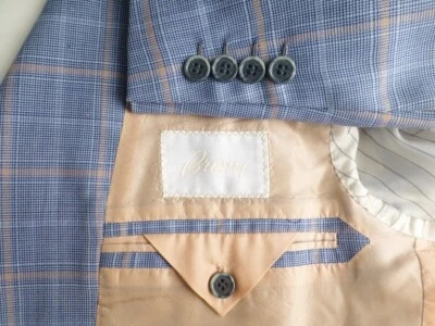 Brioni Blazer 50R/40R Blue Plaid Great Condition SENATO Jacket Sport Coat Orange - Image 1 of 4