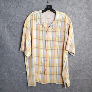 Tommy Bahama Hemd Herren XL braun kariert Karo Schlaufenkragen Camp Tasche Seide Freizeit - Bild 1 von 18