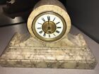 Large Victorian Marble Cased Mantel Clock Enamel Chapter Ring French Cylinder