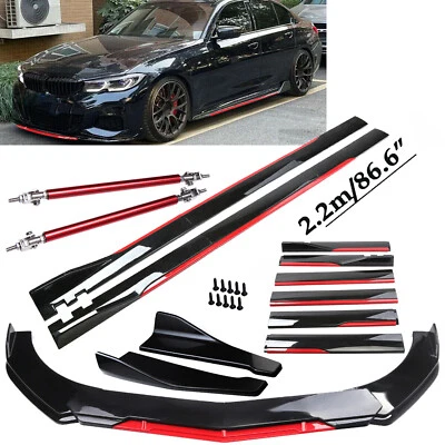 For BMW 320i 325i 330i Front Bumper Lip Splitter Spoiler Side Skirt Bod Kit - Image 1 of 4