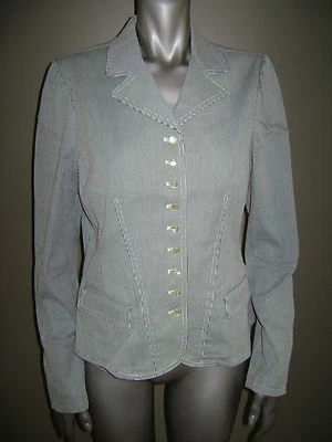 CHAQUETA BLAZER TRAJE MUJER RALPH LAUREN Talla Grande NEGRO BLANCO ALGODÓN IMPRESIONANTE Foto 1 de 4