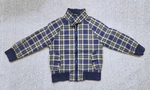 Vintage GAP kids boys unisex zip blue green plaid jacket - SZ (6/7) - Picture 1 of 11