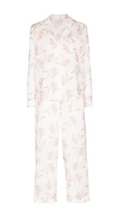 Desmond & Dempsey Long Pajama Set ‘Deia’ White & Pink - Fine Cotton XS NWT $245 - Picture 1 of 7