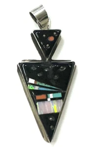 Navajo Native Handmade Multistone Inlay Pendant Night Sky By Gilbert Smith Sale - Picture 1 of 13