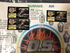 O.S. Glow Plugs (3) P8 Cold. TURBO HEAD CLASS RACING ENGINES. HIGH AMBIENT TEMP
