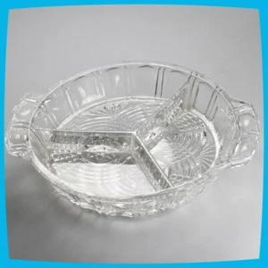 clear Crystal Glass Table Desk Shelf Mantel Decorative Snacks Tray Bowl Plate - Picture 1 of 4