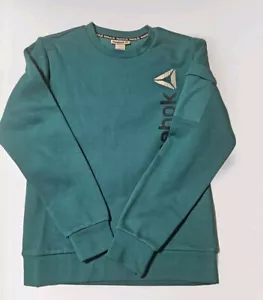 Reebok Boy's Athletic Fleece Crewneck Teal Pullover Sweatshirt NWT SZ 14-16 - Picture 1 of 4