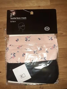 2 textile Gesichtsmasken für Kinder, Baumwolle, klein (9 x 18 cm) NEU - Bild 1 von 2