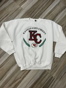 RARE Vintage Kansas City Chiefs Sweater XL White Pullover 90s Crewneck - Picture 1 of 6