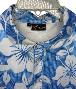 Yatta Golf Men's XL Blue Floral Polo Shirt Short Sleeve Performance Casual - Picture 1 of 8
