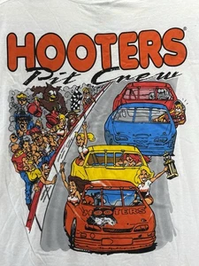 VTG Hooters Pit Crew Racing Oneita Power-T Crew Neck Shirt Signed Short Sleeve - Picture 1 of 15