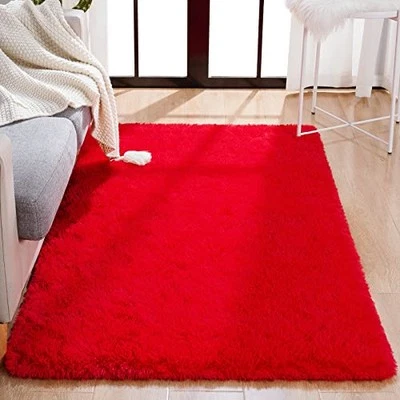  Plush Red Rugs for Bedroom Girls Boys Small Area Rug 3x5 Throw Rug for  - Image 1 of 4