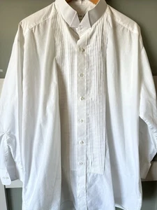 Chaplin Pleated White Tuxedo Mens Formal Long Sleeve Button Down Size 2XL 32-33 - Picture 1 of 4