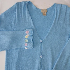 Sigrid Olsen Sport Strickjacke Pullover Gr. M bestickt Blumen Oma Landhaus - Bild 1 von 8