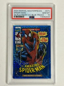 2024 MARVEL MASTERPIECES SPIDER-MAN 92 PLATINUM BLUE TRAXX 💎 PSA 10 💎POP 6 - Picture 1 of 2