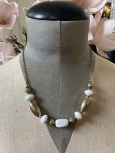 Necklace Vintage Women’s Nantucket Style White/Yellow Gold Beads Gold Chain 21” - Picture 1 of 4