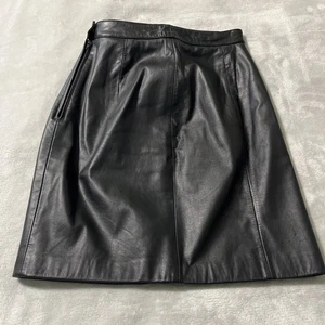 Vintage Byrnes & Baker schwarzer Lederrock Damengröße 6 seitlicher Reißverschluss - Bild 1 von 9