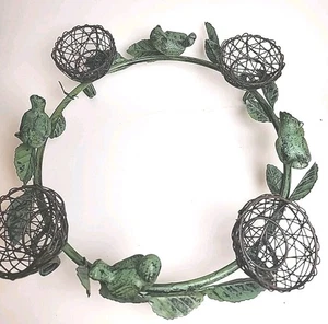 Centro de mesa vintage Toleware Bird candelabro metal pesado 12" granja elegante - Imagen 1 de 4
