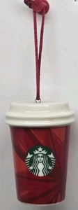 Starbucks 2014 Ceramic Red Holiday Coffee Cup Christmas Tree Ornament 2.5" - Picture 1 of 5