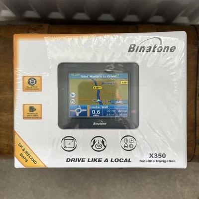 Binatone Sat Nav BNIB sealed X350 3.5" Display GPS with Car kit - Image 1 of 4