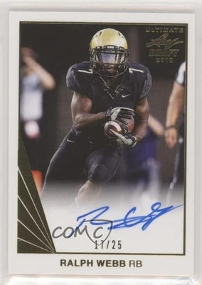 2018 Leaf Ultimate Draft 90 Gold /25 Ralph Webb #BA-RW1 Rookie Auto RC - Image 1 of 2