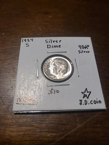 Moneda de diez centavos S Roosevelt 1954 90 % plata - Imagen 1 de 2